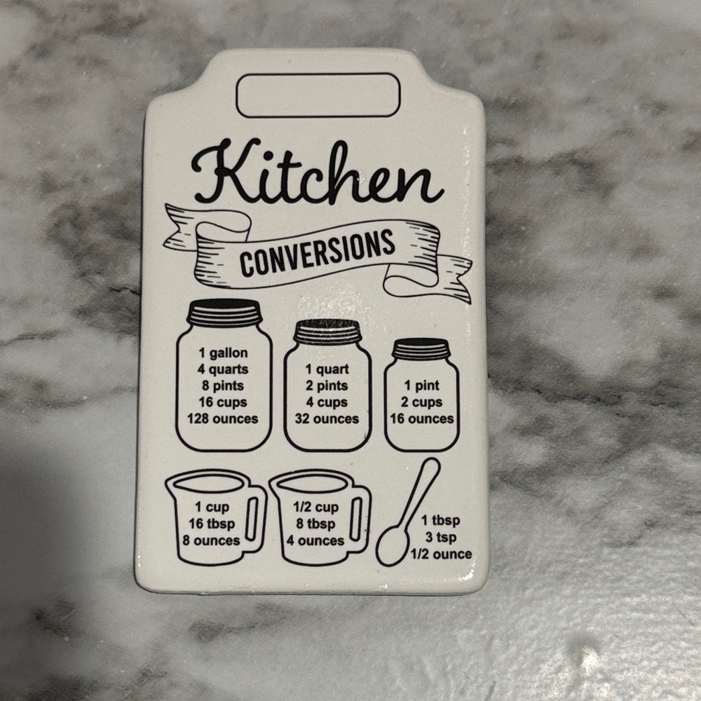 White Kitchen Conversion Chart Cutting Board Magnet